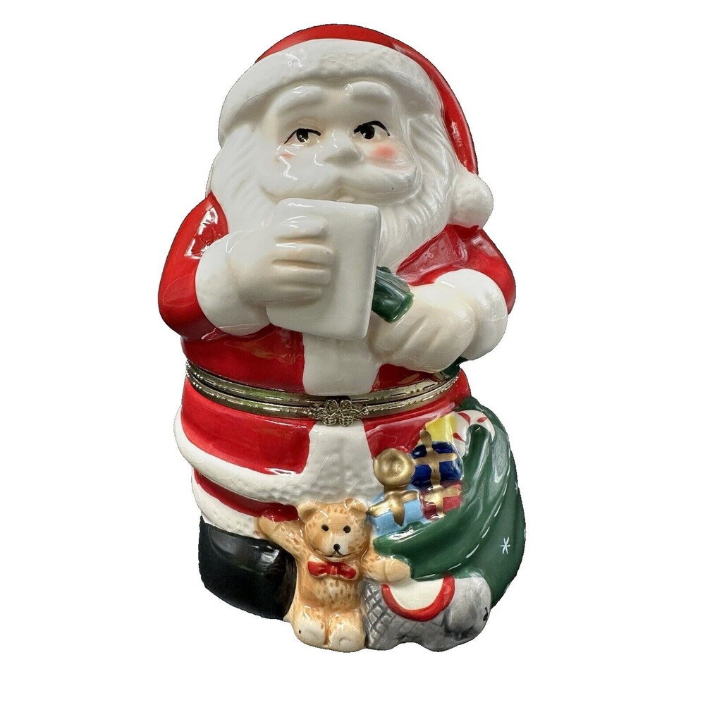 Mr. Christmas Santa Animated Porcelain Music Box Plays Jingle Bells New in Box